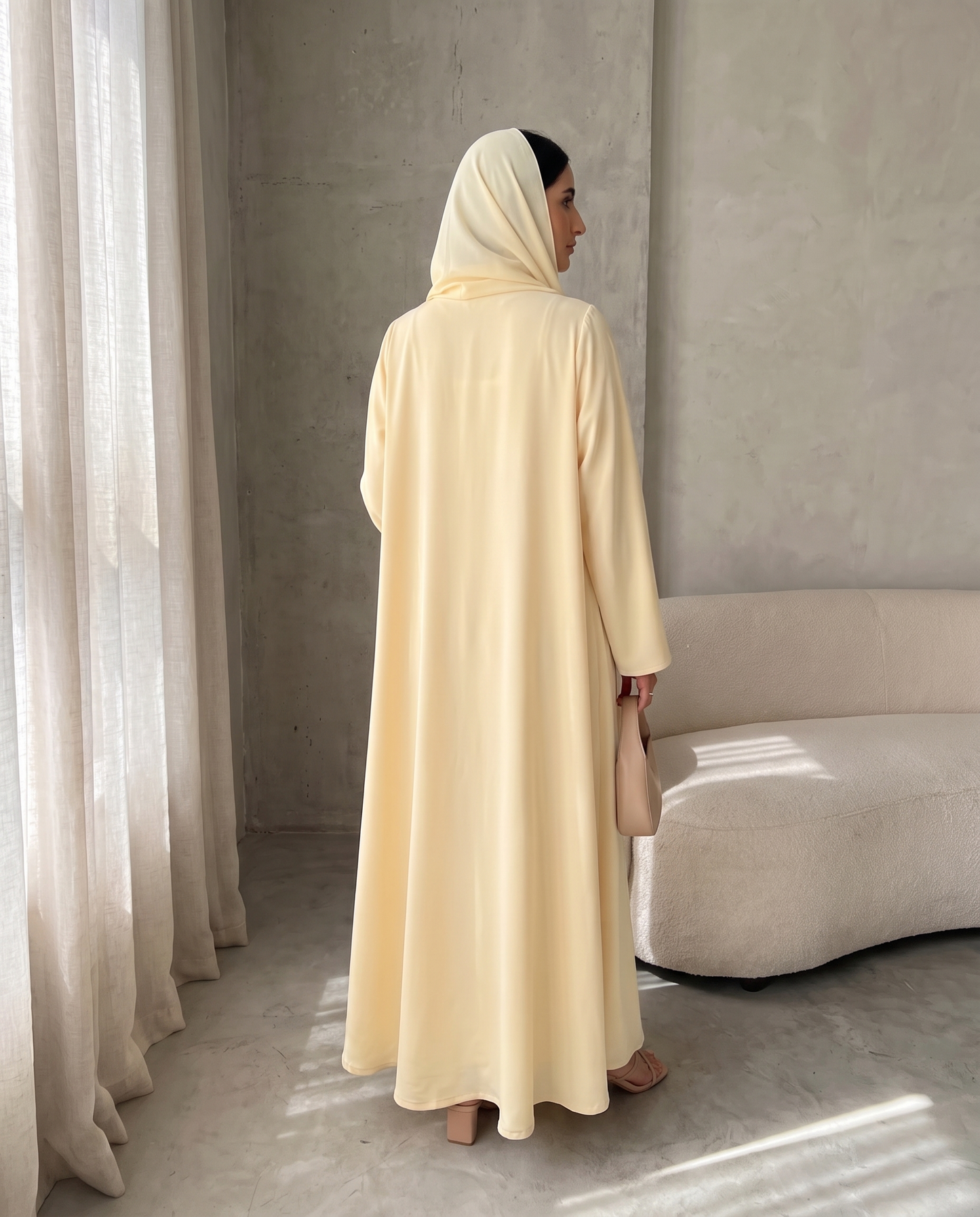 Ivory Grace Button Detail Abaya