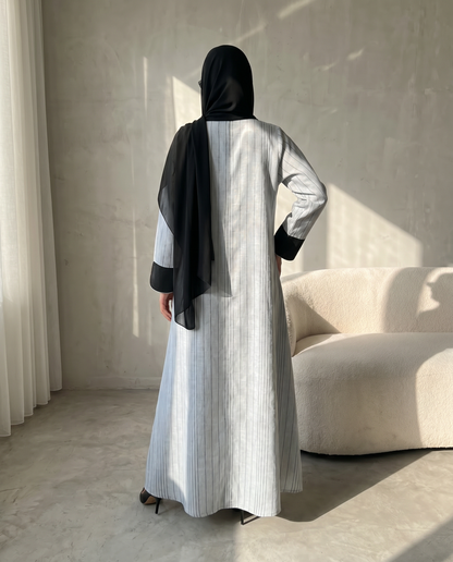 Pinstripe Shawl Collar Abaya