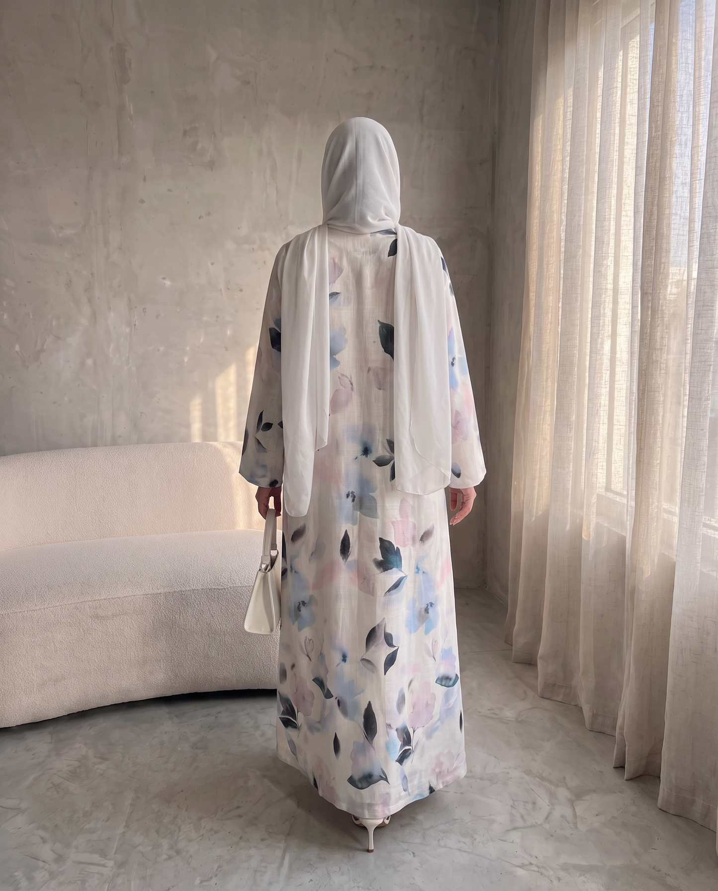 Pastel Watercolor Floral Abaya