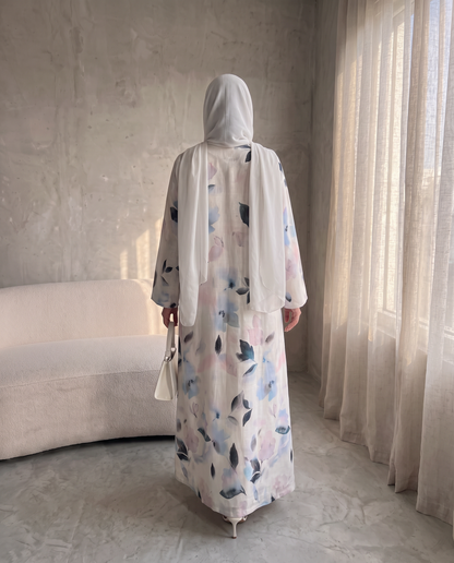 Pastel Watercolor Floral Abaya