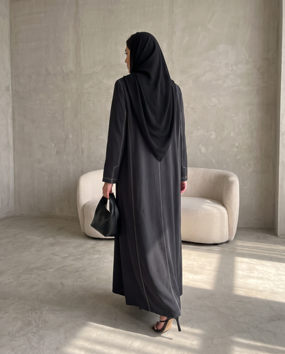Midnight Structured Panel Cupro Abaya