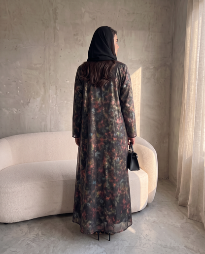 Premium Abaya with Abstract Multi-color Print