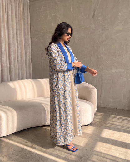 Azure Heritage Shawl Collar Abaya