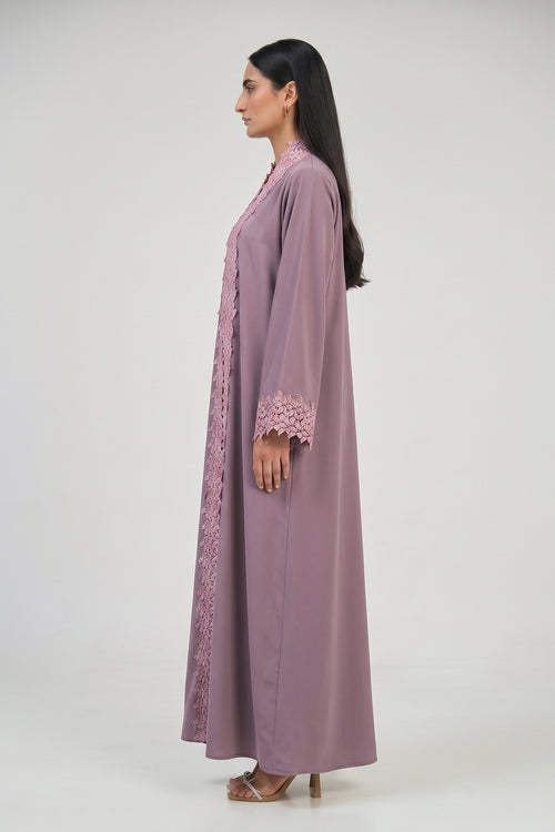 Mauve Blossom Lace Abaya – hover image