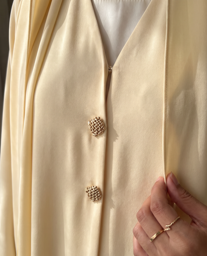 Ivory Grace Button Detail Abaya