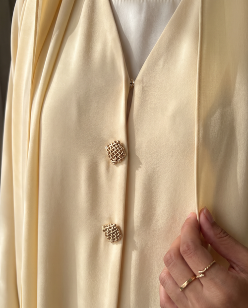 Ivory Grace Button Detail Abaya – hover image