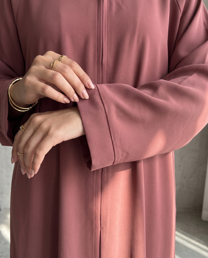 Dusty Rose Pleated Abaya