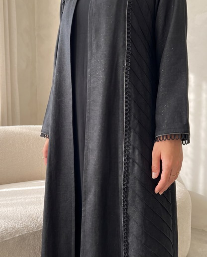 Pleated Panel Abaya with Elegant Minimal Detailing
