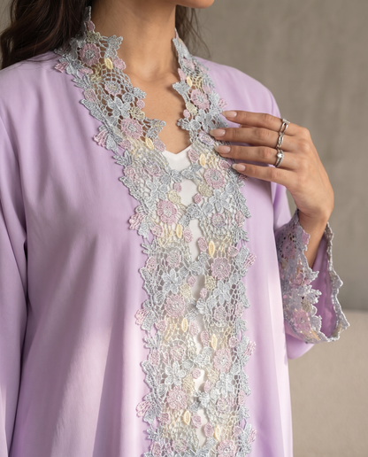 Lavender Blossom Lace Abaya