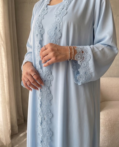 Sky Serenity Lace Abaya