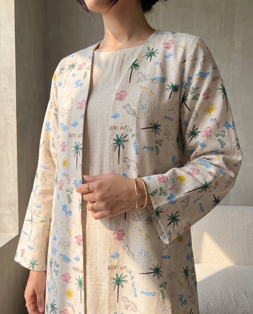 Adventure Print Casual Abaya – hover image