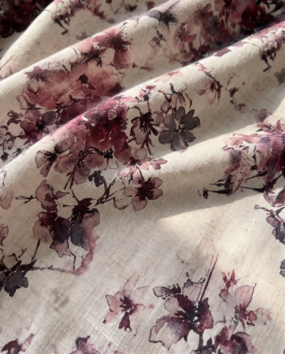Floral Print Open Abaya with Elegant Contrast Panel