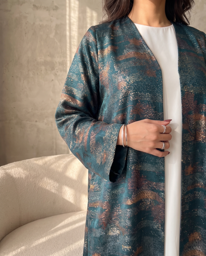 Abstract Horizon Textured Jade Abaya