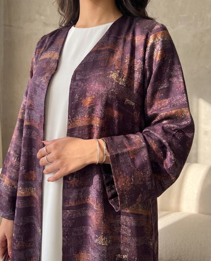Abstract Horizon Textured Purple Abaya