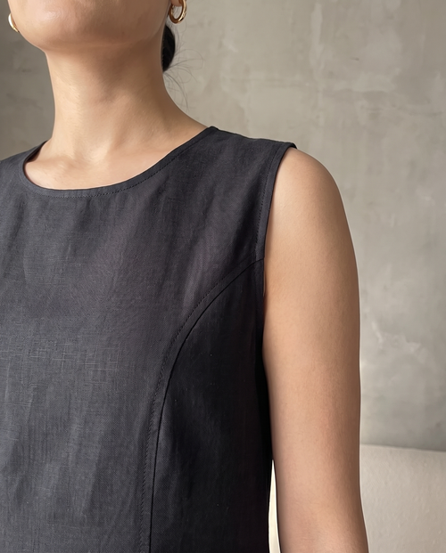Midnight Black Linen Inner Dress – hover image