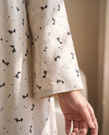 Minimal Printed Open Abaya with Contemporary Silhouette