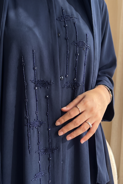 Velvet blue Blush Harmony Abaya