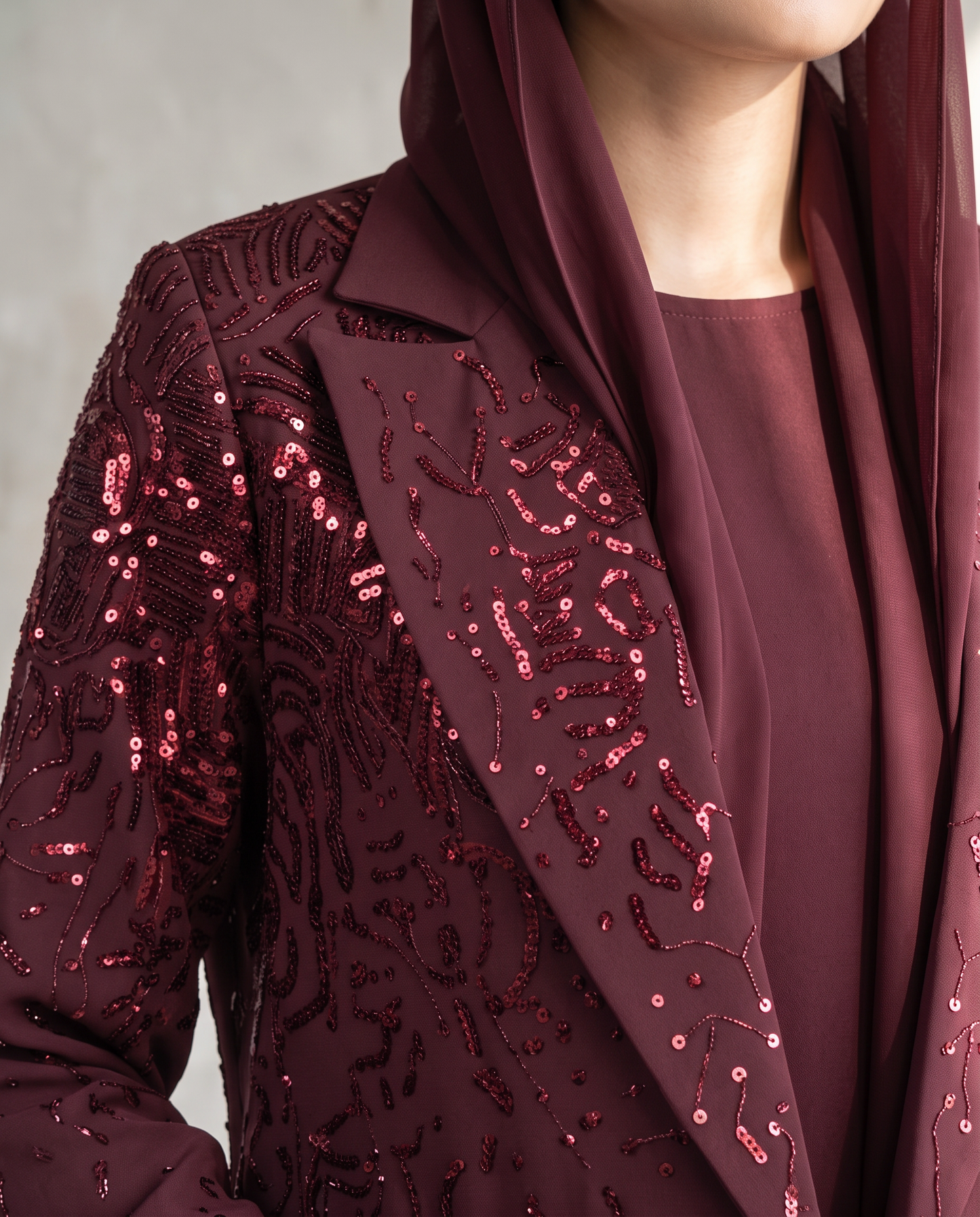 Burgundy Royale Sequin Abaya