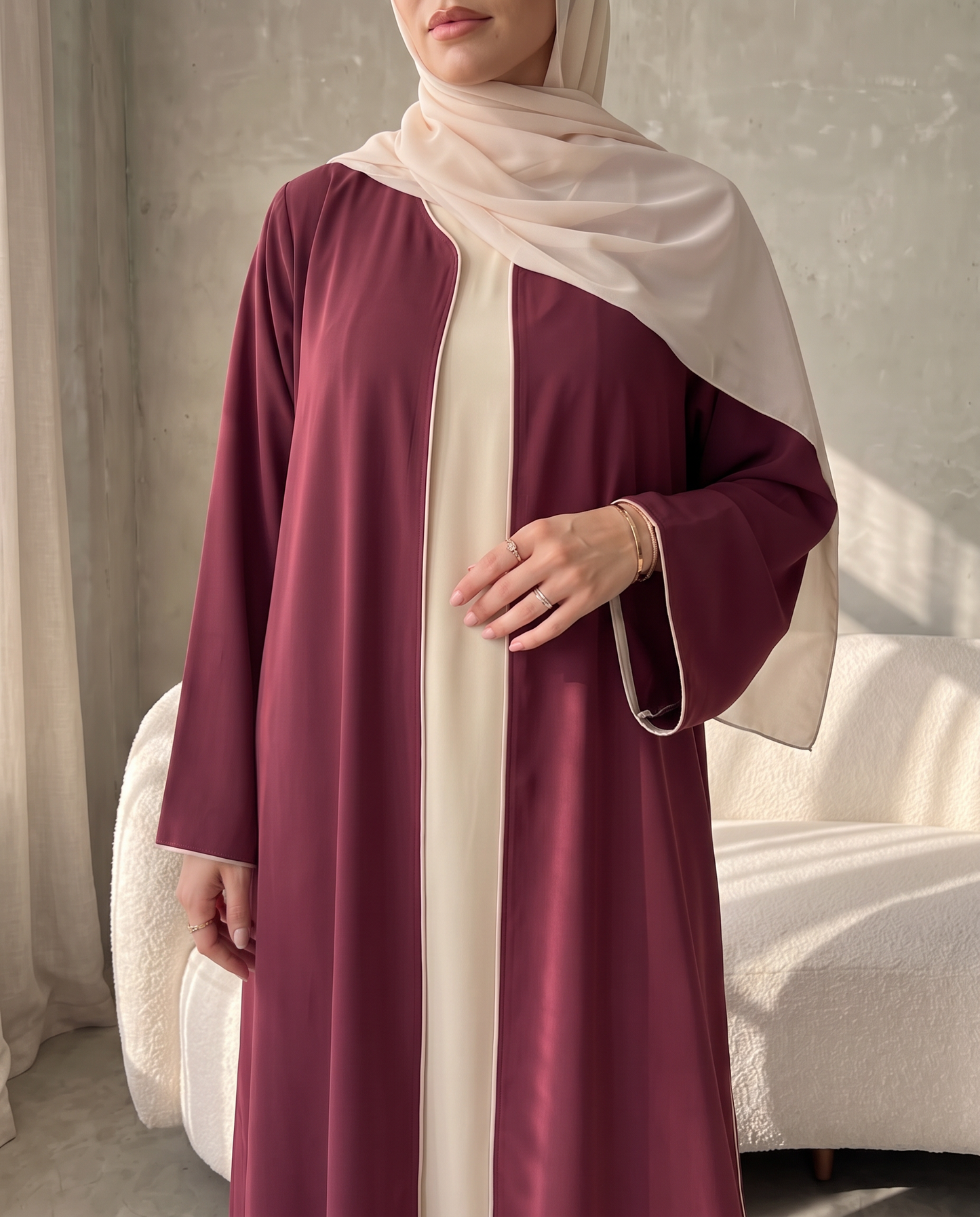 Cedar Classic Abaya with Contrast Piping