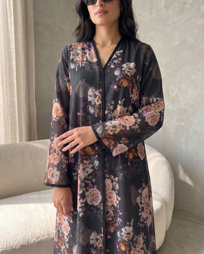 Midnight Rose Garden Abaya