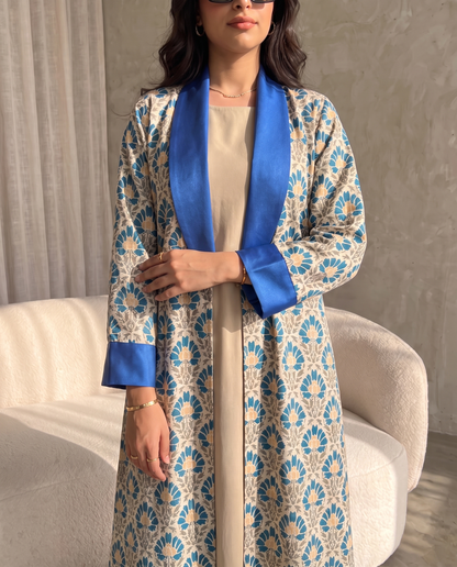 Azure Heritage Shawl Collar Abaya