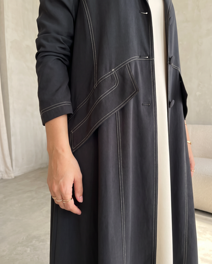 Midnight Structured Panel Cupro Abaya