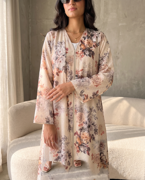 Vintage Rose Layered Floral Abaya – hover image