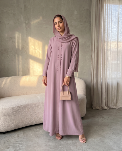 Soft Crepe Abaya Pastel pink with Stylish Button Trims