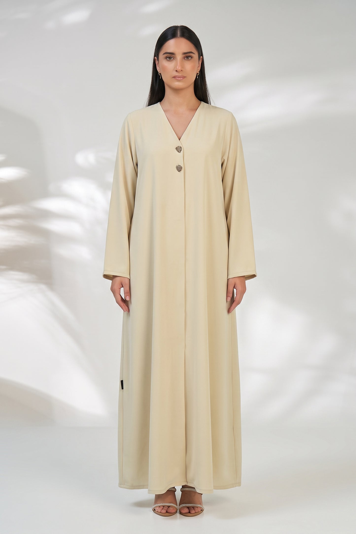 Ivory Grace Button Detail Abaya