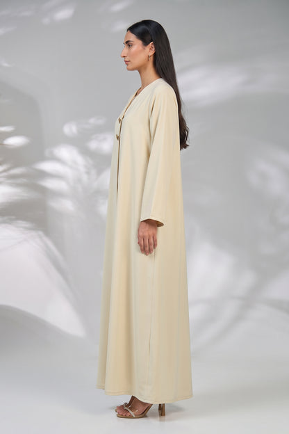 Ivory Grace Button Detail Abaya