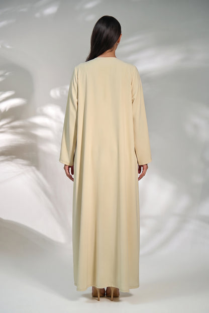Ivory Grace Button Detail Abaya
