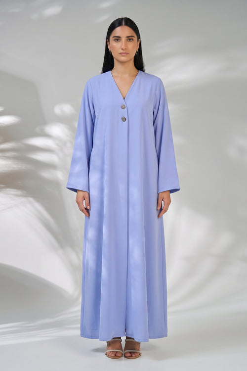 Azure Grace Button Detail Abaya