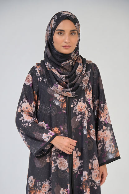 Midnight Rose Garden Abaya