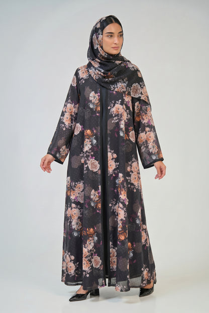 Midnight Rose Garden Abaya