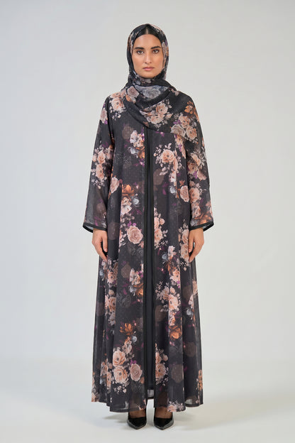 Midnight Rose Garden Abaya
