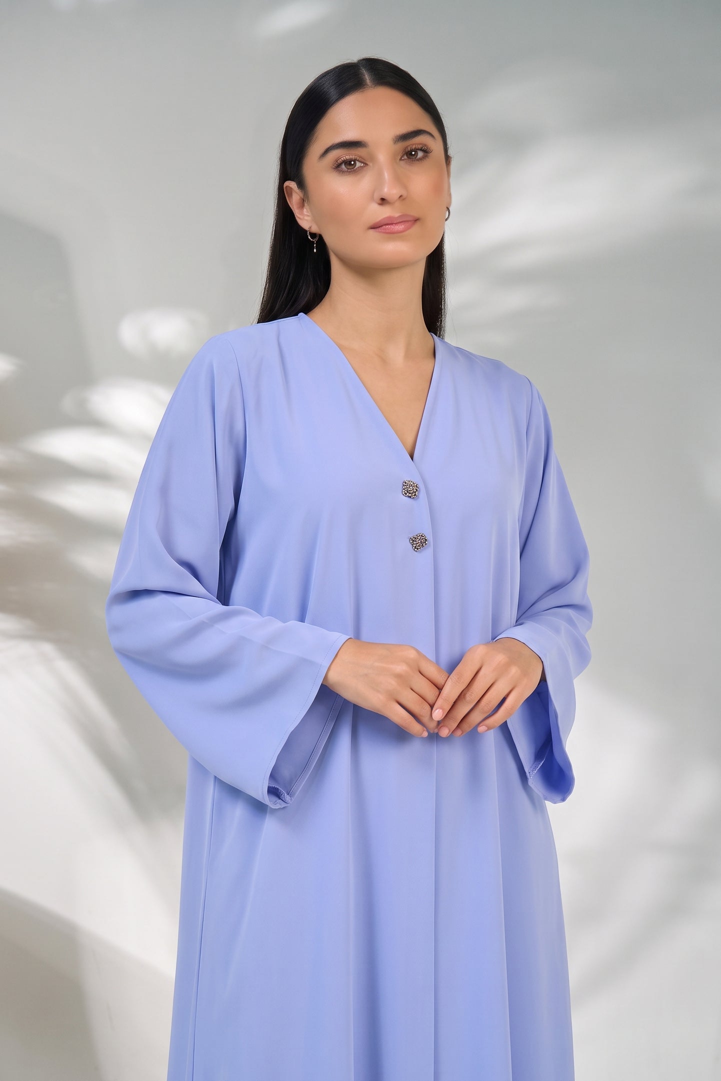 Azure Grace Button Detail Abaya