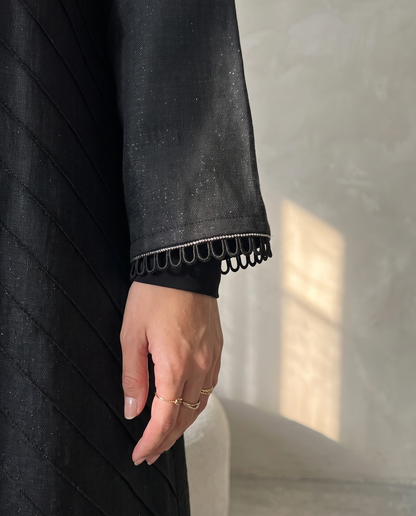 Pleated Panel Abaya with Elegant Minimal Detailing