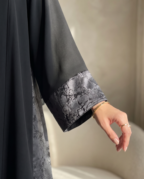 Premium Open Abaya with Contrast Panel Insets – hover image