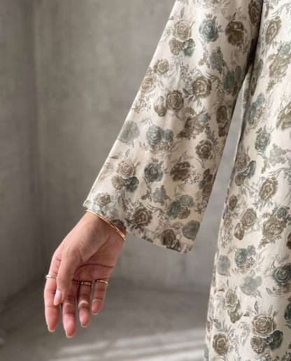 Vintage Sage Printed Abaya