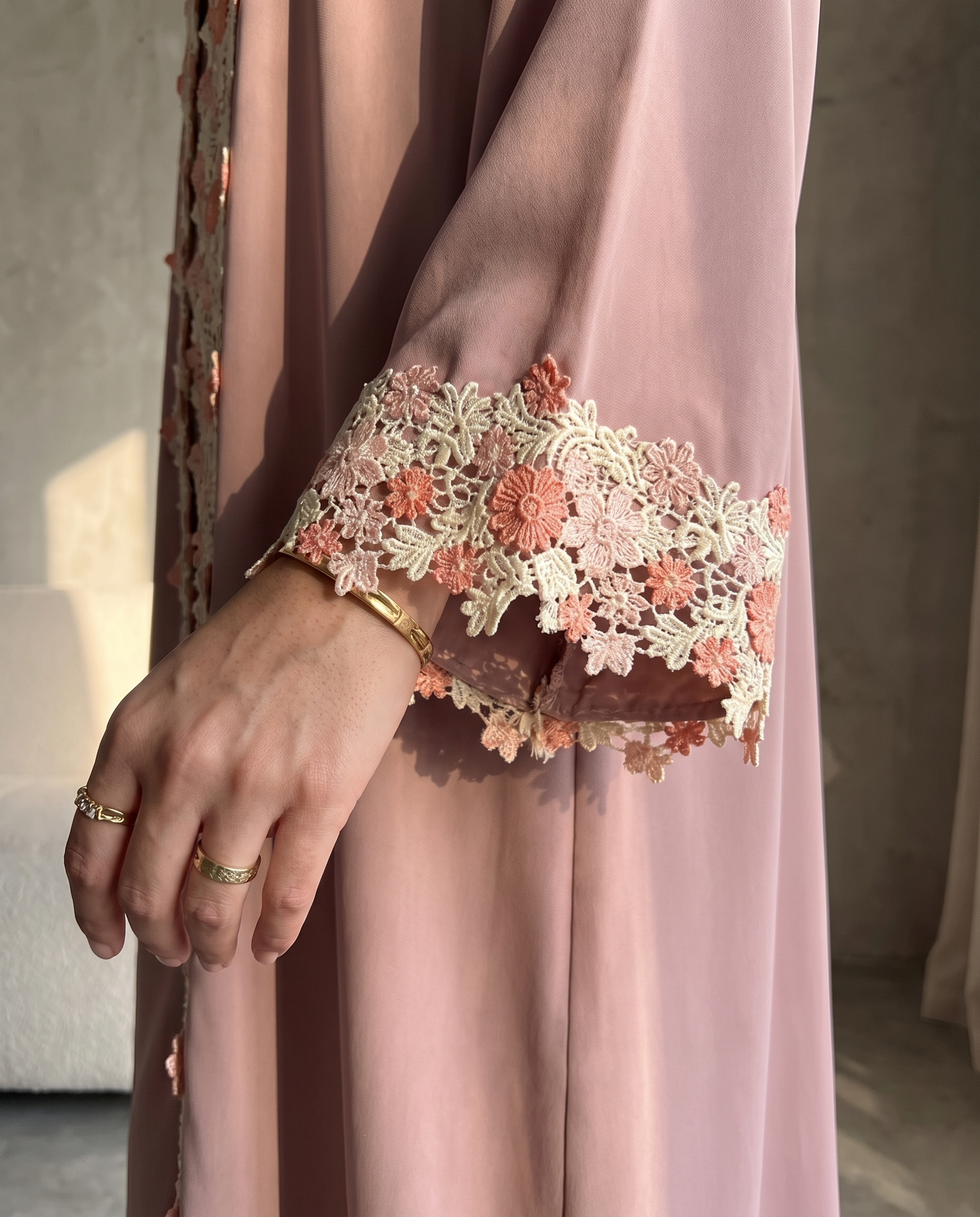 Blossom Lace Rose Abaya