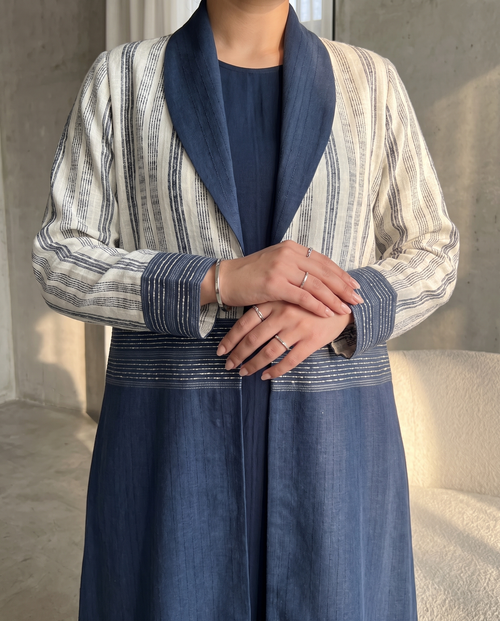 Striped Contrast Panel Abaya – hover image