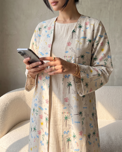Adventure Print Casual Abaya