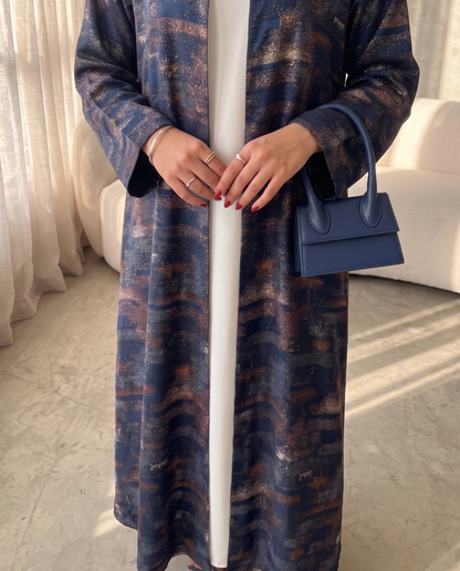Abstract Horizon Textured Night Blue Abaya