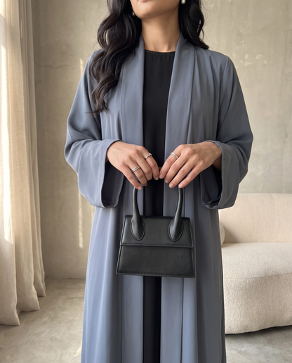 Slate Blue Pleated Abaya