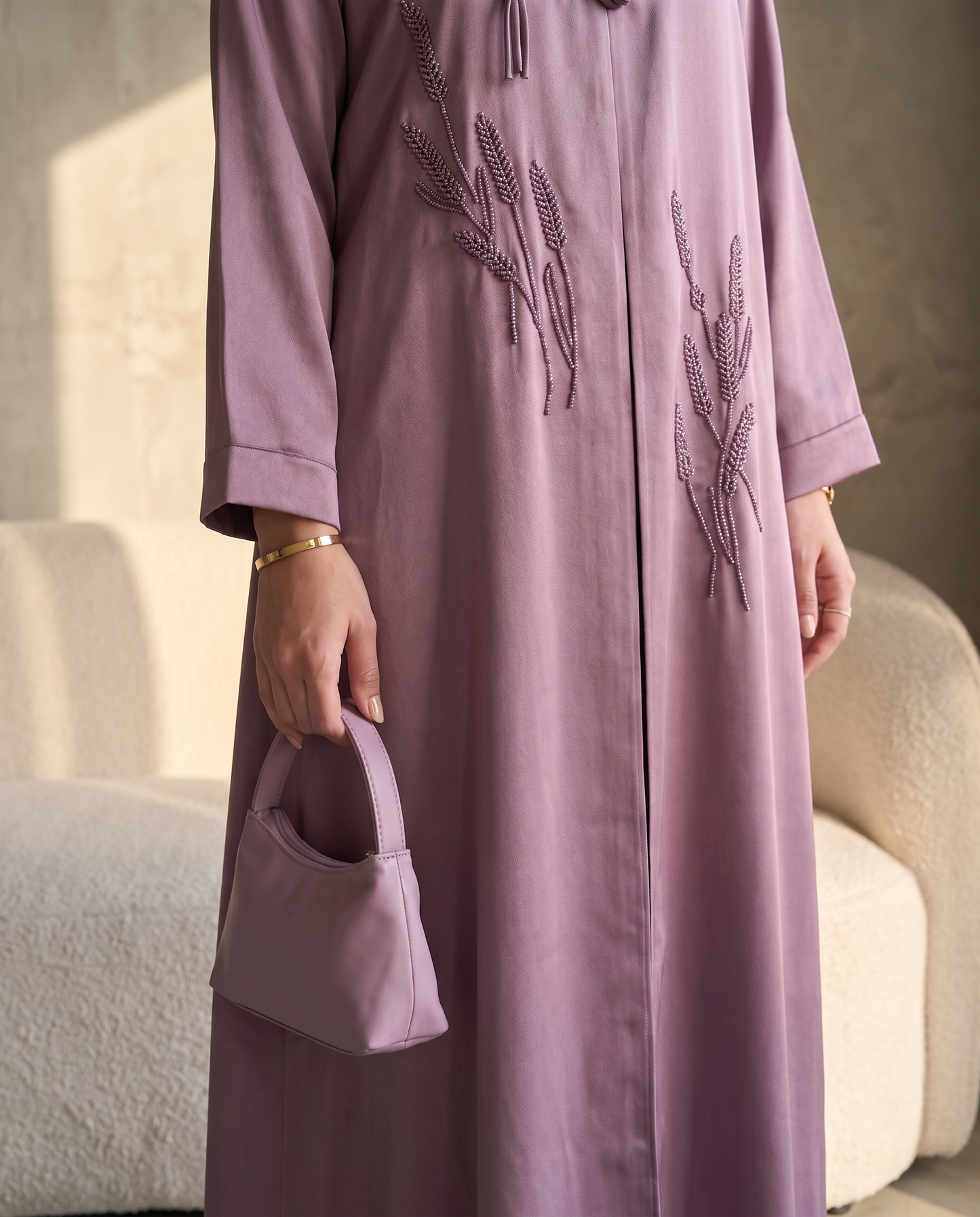 Lavender Blossom Embroidered Abaya