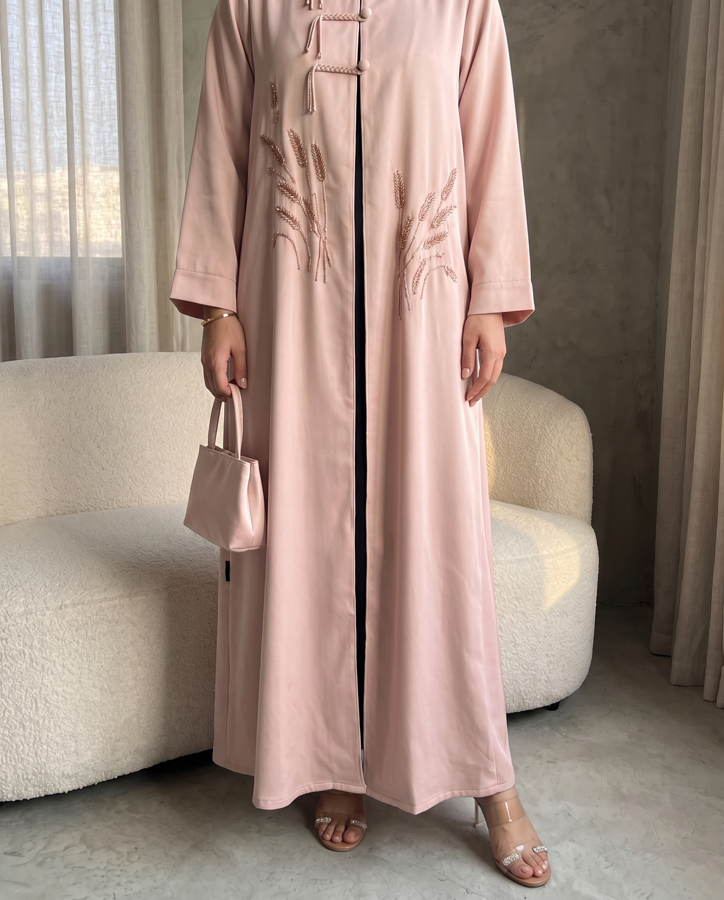 Blush Blossom Embroidered Abaya