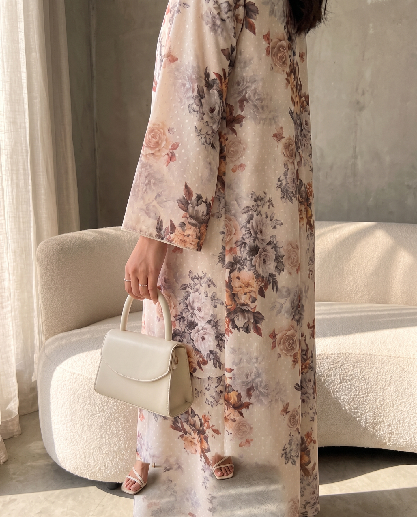 Vintage Rose Layered Floral Abaya