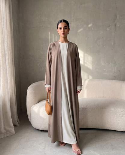 Off White Full Sleeve Essential Inner Dress Abaya