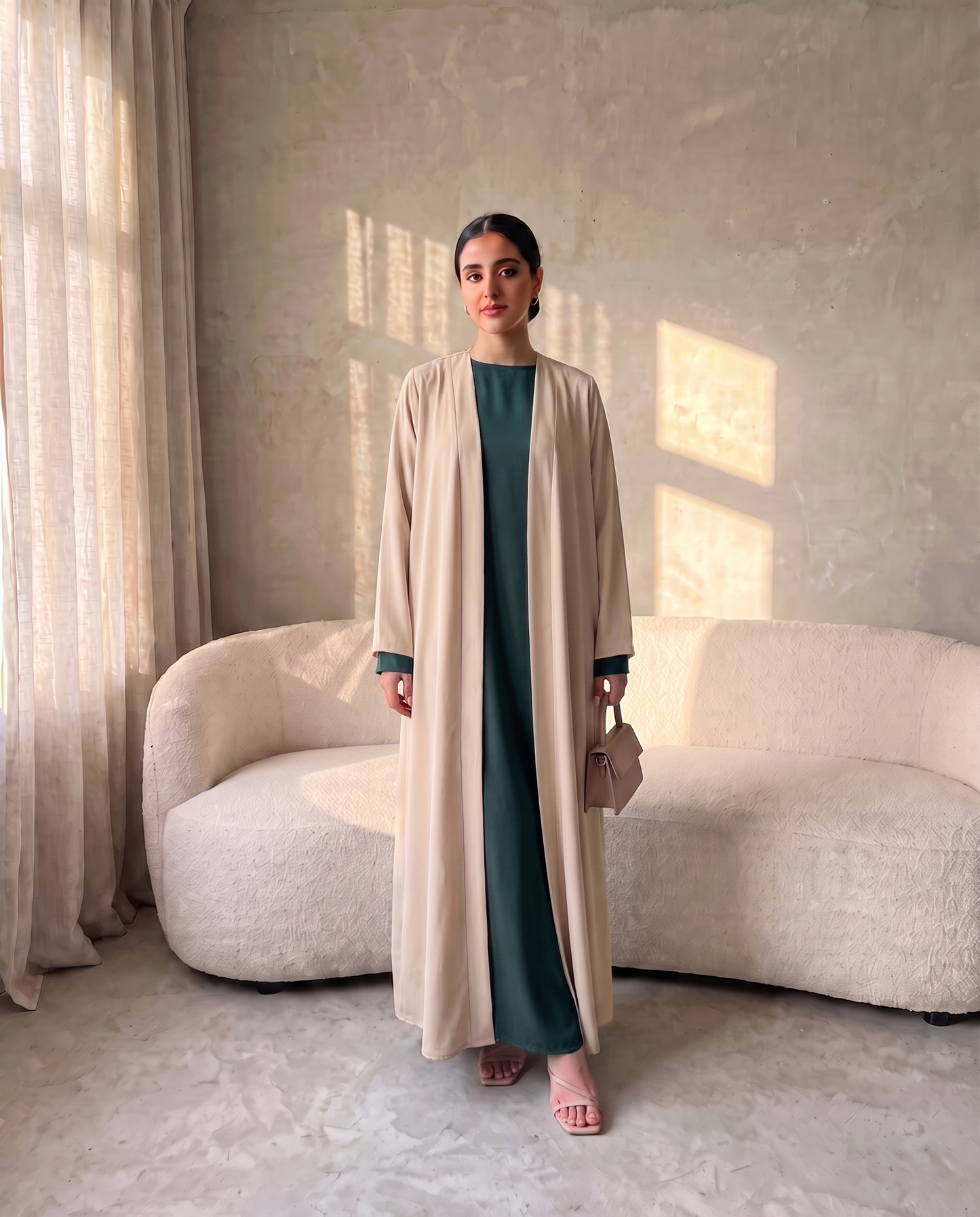 Deep Forest Green Full Sleeve Essential Inner Dress Abaya