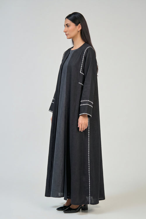 Noir Thread Abaya – hover image